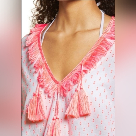 Lilly Pulitzer Kipper Cover-up Tunic Dress Tangelo neon clip Women's L/XL - Picture 2 of 12